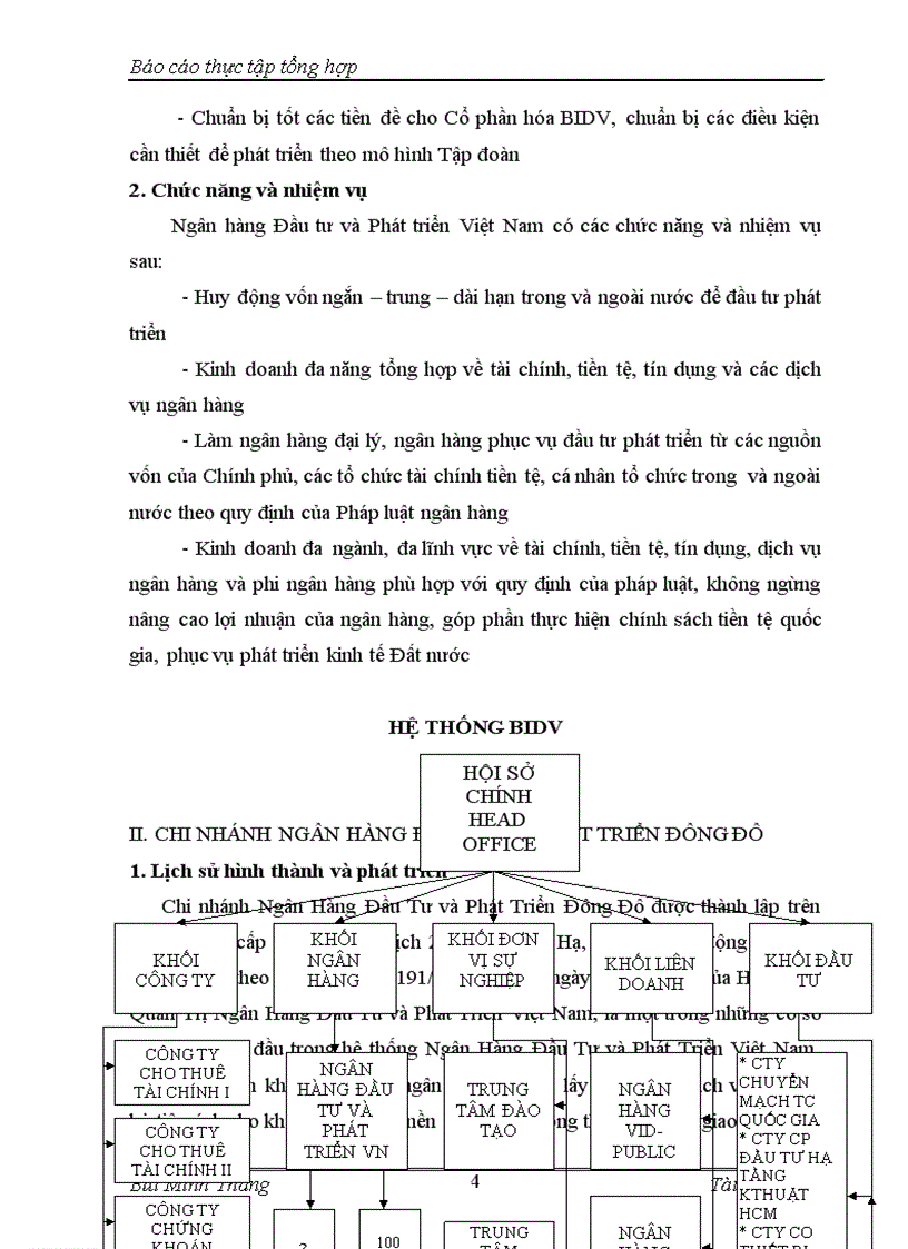 image for page Báo cáo tổng hợp về Chi nhánh Ngân Hàng Đầu Tư và Phát Triển Đông Đô