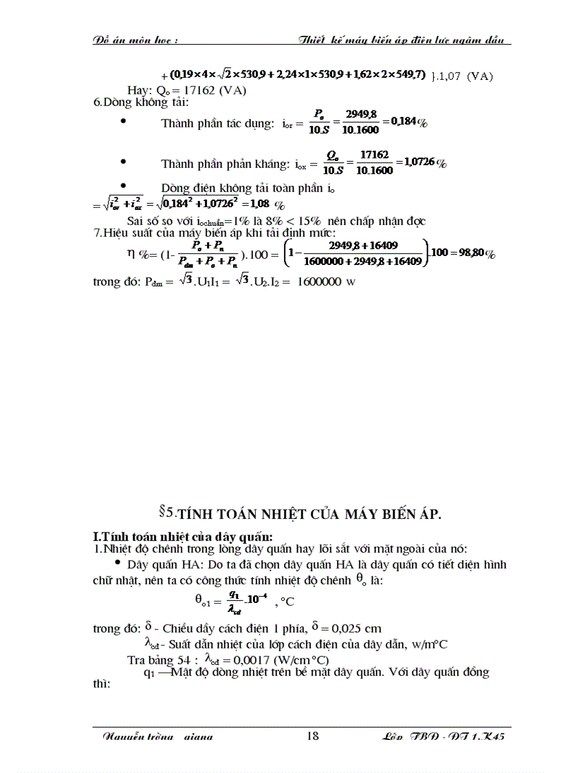 image for page Thiết kế một máy biến áp điện lực ngâm dầu công suất 1600 kVA