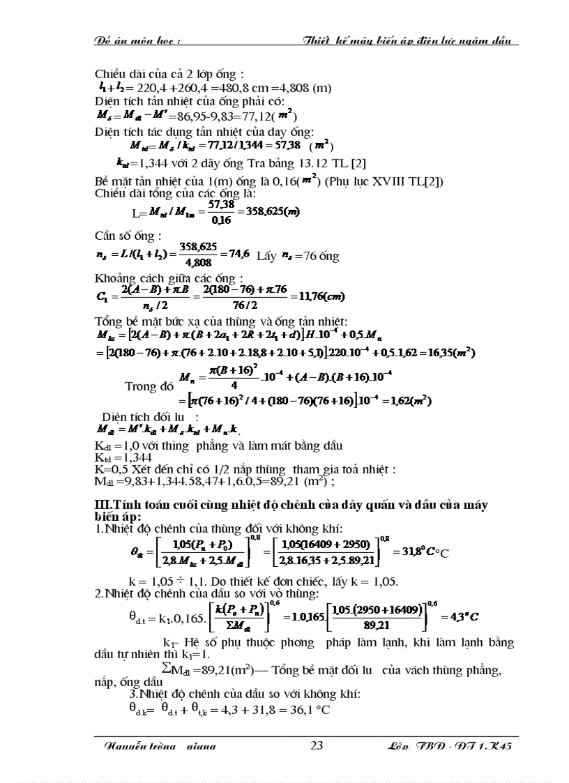 image for page Thiết kế một máy biến áp điện lực ngâm dầu công suất 1600 kVA
