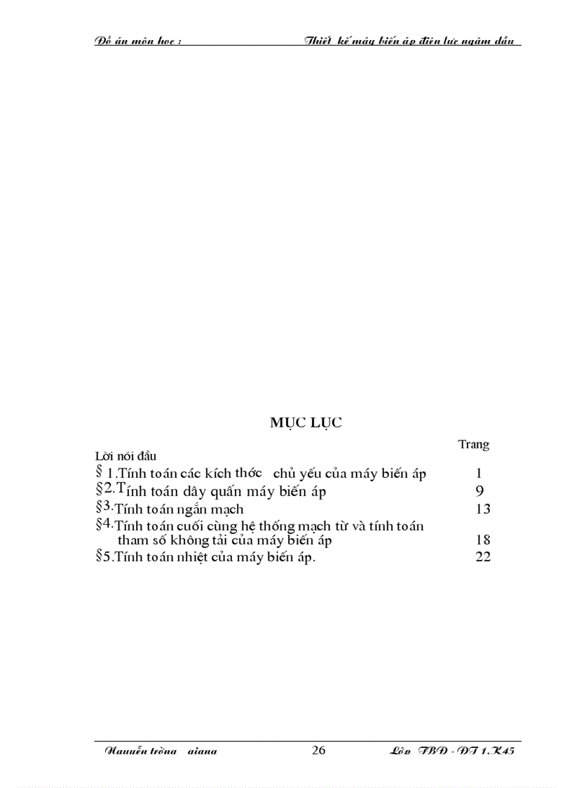 image for page Thiết kế một máy biến áp điện lực ngâm dầu công suất 1600 kVA