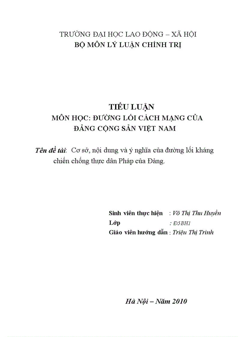 image for page Tiểu luận môn Đường lối CM ĐCS VN