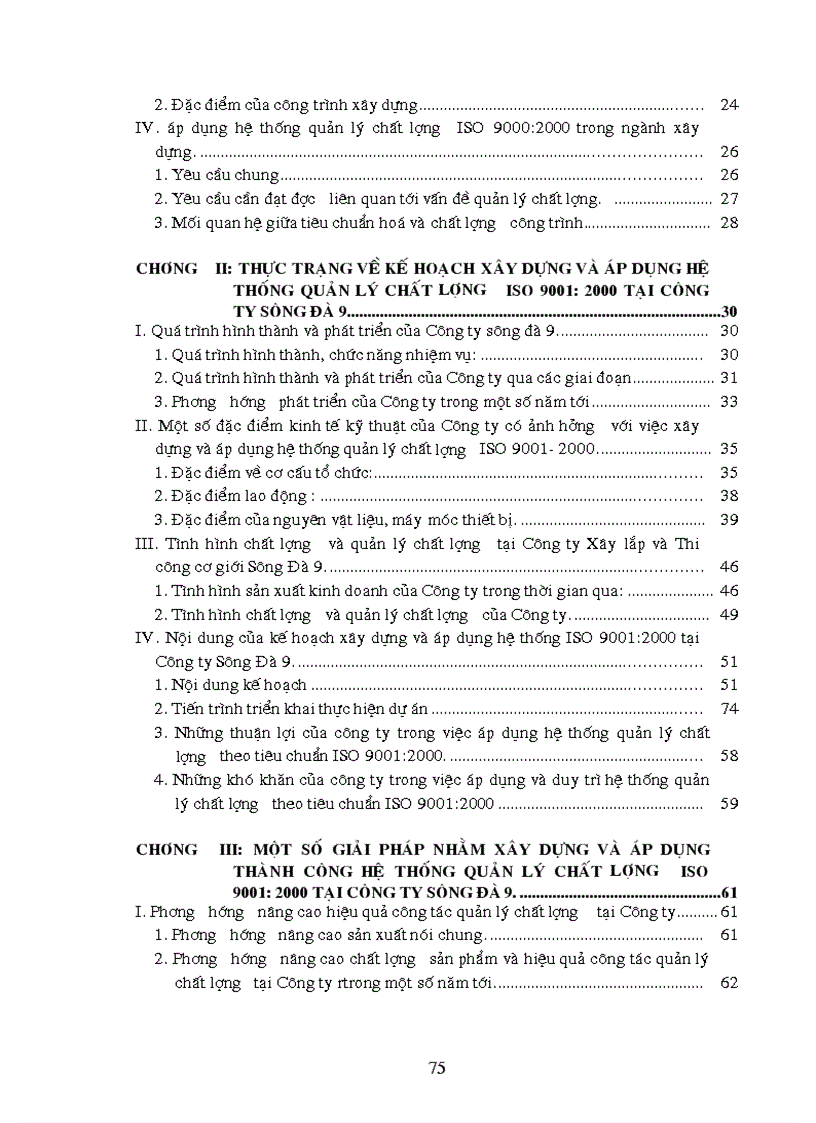 image for page Kế hoạch xây dựng và áp dụng hệ thống quản lý chất lượng theo tiêu chuẩn ISO 9001 2000 tại Công ty Sông Đà 9