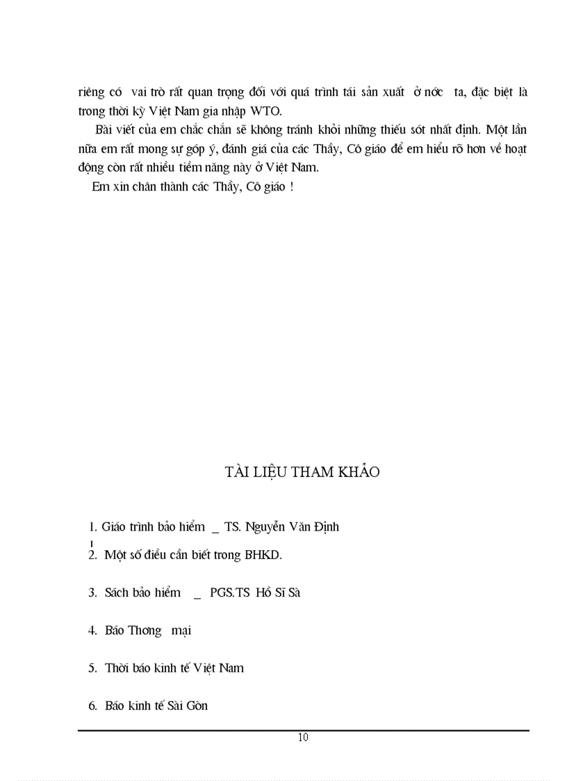 image for page Bảo hiểm kinh doanh và vai trò của nó đối với quá trình táI sản xuất xa hội ở nước ta