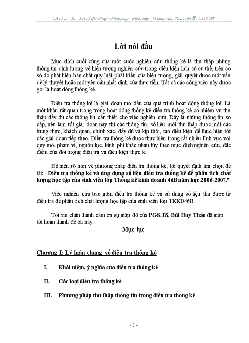 image for page Điều tra thống kê và ứng dụng số liệu điều tra thống kê để phân tích chất lượng học tập của sinh viên lớp Thống kê kinh doanh 46B năm học 2006 2007