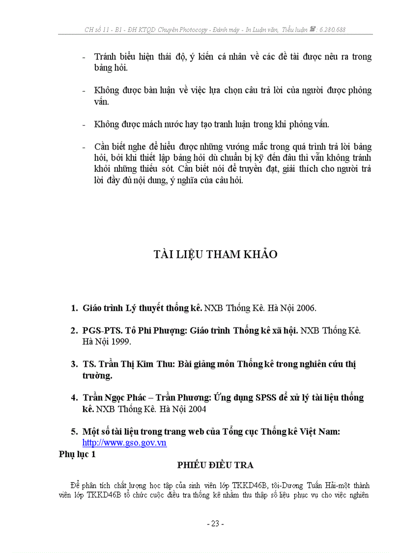 image for page Điều tra thống kê và ứng dụng số liệu điều tra thống kê để phân tích chất lượng học tập của sinh viên lớp Thống kê kinh doanh 46B năm học 2006 2007