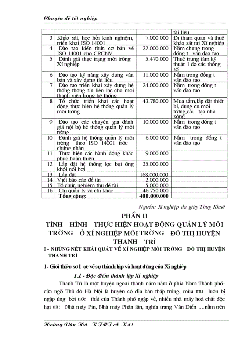 image for page Một số giải pháp xây dựng hệ thống quản lý môi trường ISO 14001 ở Xí nghiệp môi trường đô thị huyện Thanh Trì