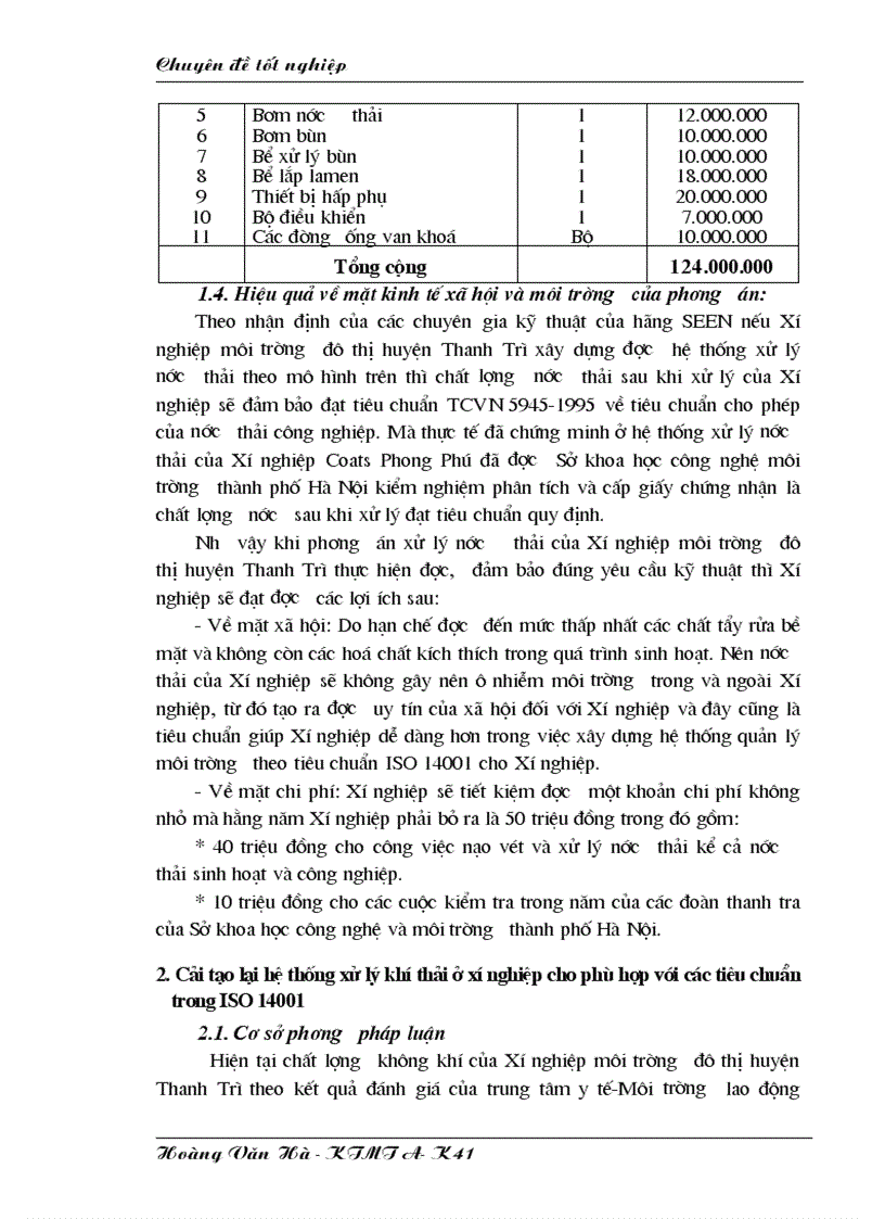 image for page Một số giải pháp xây dựng hệ thống quản lý môi trường ISO 14001 ở Xí nghiệp môi trường đô thị huyện Thanh Trì