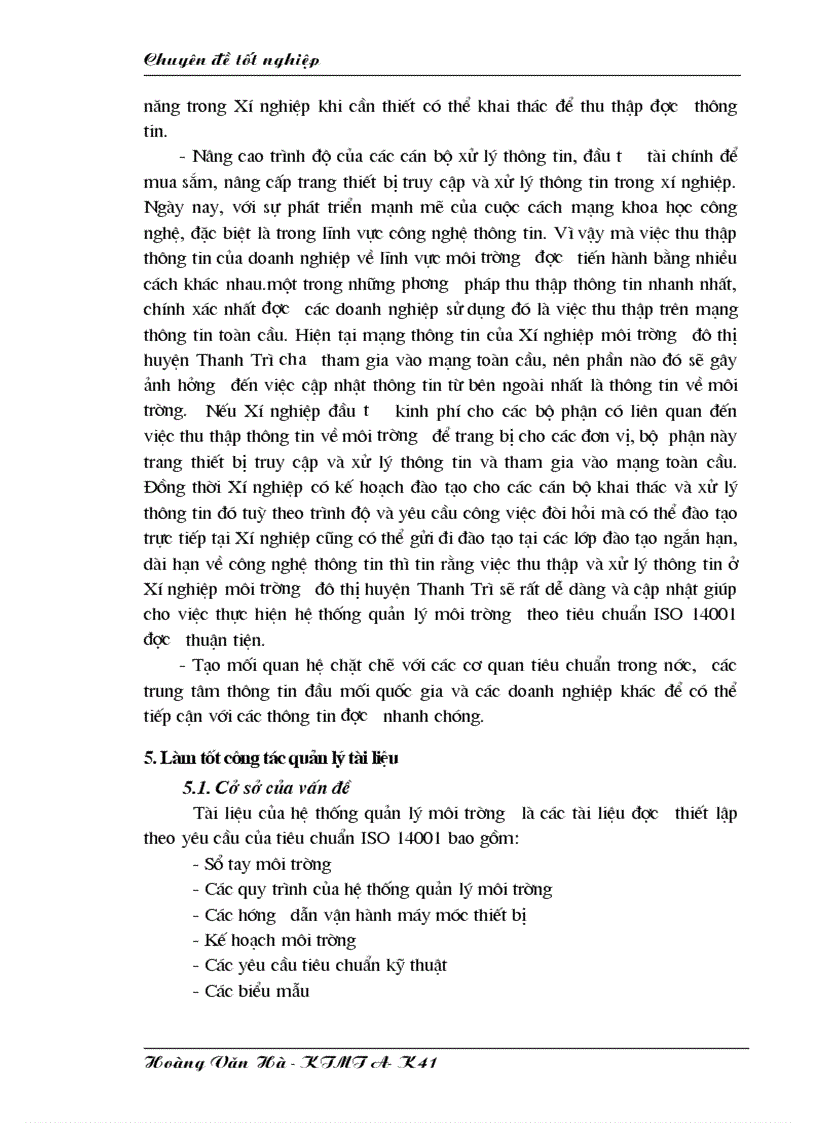 image for page Một số giải pháp xây dựng hệ thống quản lý môi trường ISO 14001 ở Xí nghiệp môi trường đô thị huyện Thanh Trì