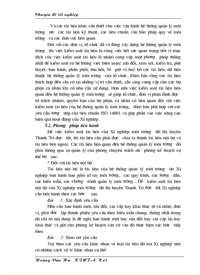 image for page Một số giải pháp xây dựng hệ thống quản lý môi trường ISO 14001 ở Xí nghiệp môi trường đô thị huyện Thanh Trì