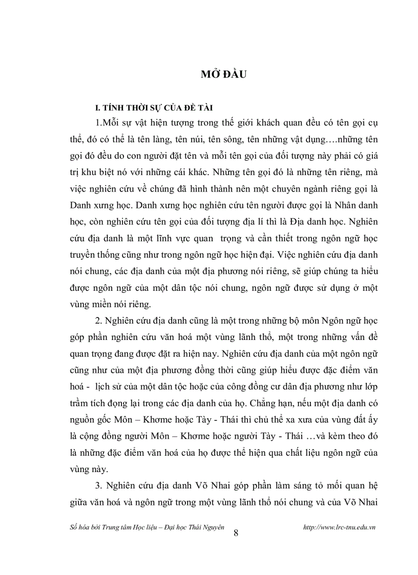 image for page Đặc điểm của các địa danh thuộc huyện Võ Nhai Thái Nguyên từ góc độ văn hoá