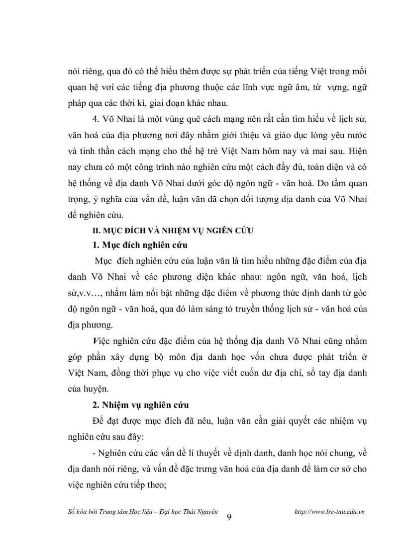 image for page Đặc điểm của các địa danh thuộc huyện Võ Nhai Thái Nguyên từ góc độ văn hoá