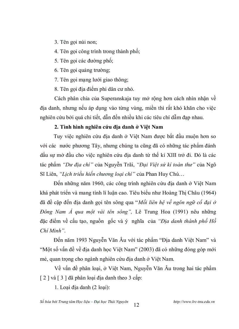 image for page Đặc điểm của các địa danh thuộc huyện Võ Nhai Thái Nguyên từ góc độ văn hoá
