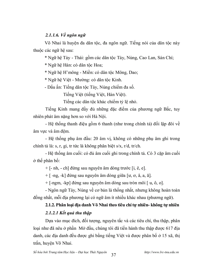 image for page Đặc điểm của các địa danh thuộc huyện Võ Nhai Thái Nguyên từ góc độ văn hoá
