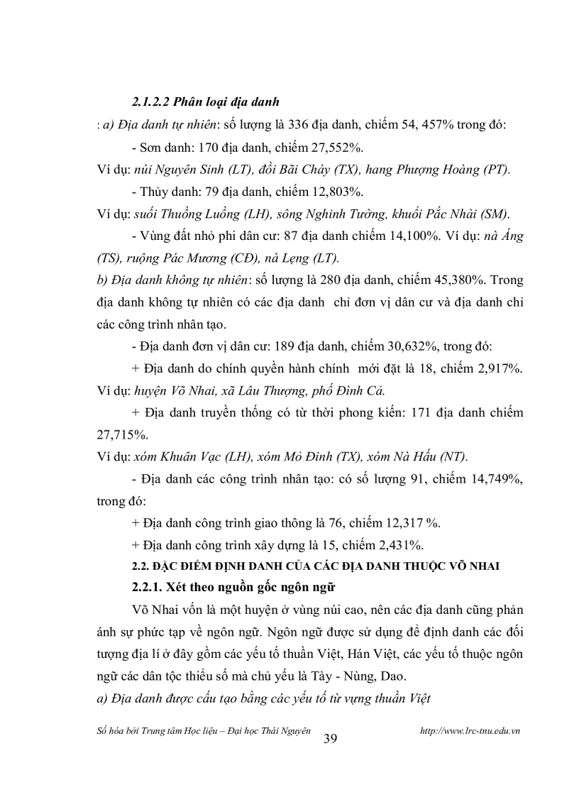 image for page Đặc điểm của các địa danh thuộc huyện Võ Nhai Thái Nguyên từ góc độ văn hoá