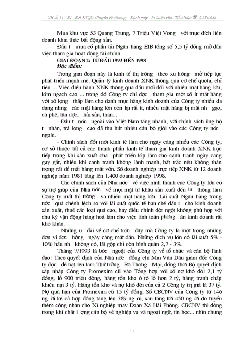 image for page Báo cáo tổng hợp hoạt động của công ty xuất nhập khẩu tổng hợp I