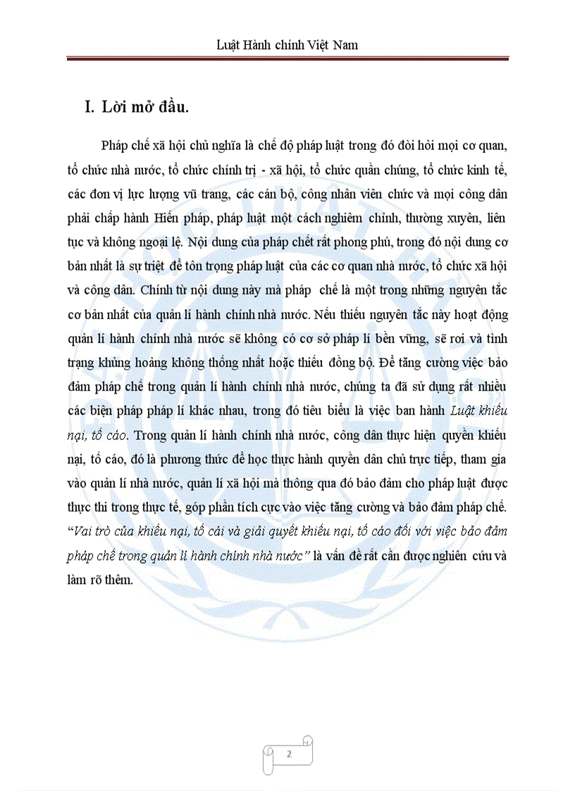 image for page Vai trò của khiếu nại tố cái và giải quyết khiếu nại tố cáo đối với việc bảo đảm pháp chế trong quản lí hành chính nhà nước