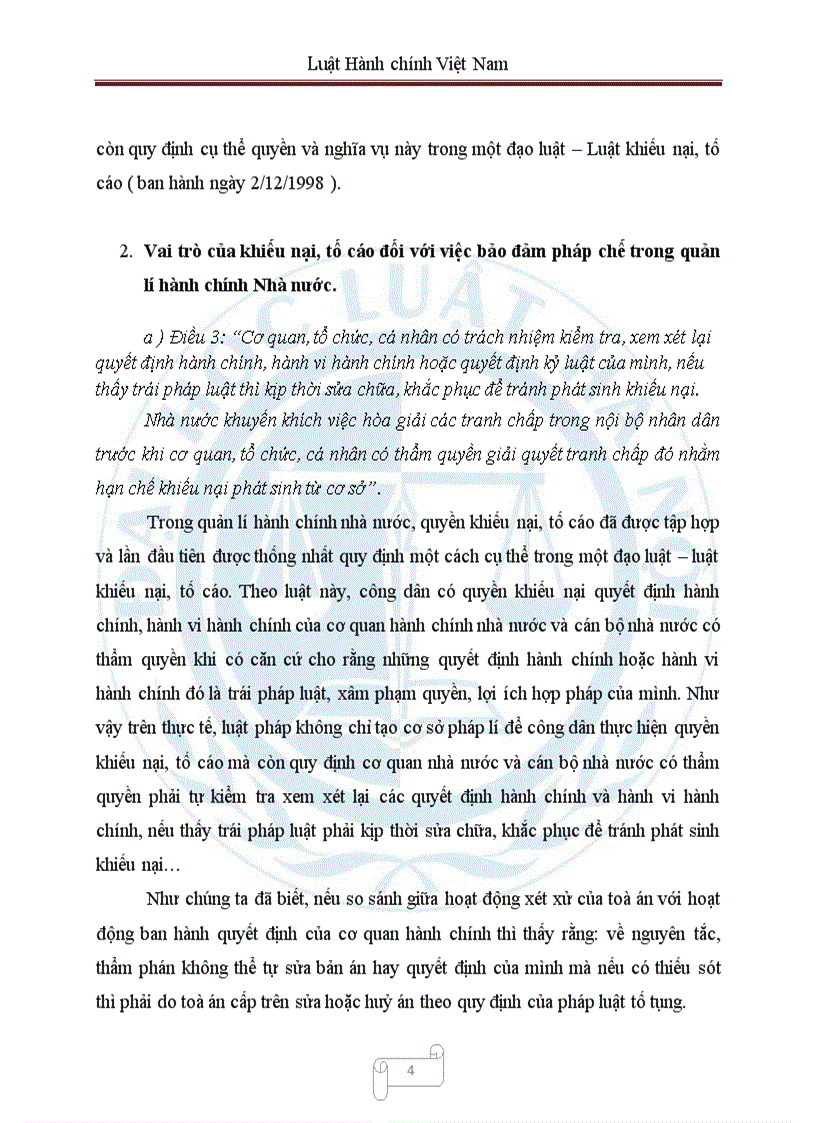 image for page Vai trò của khiếu nại tố cái và giải quyết khiếu nại tố cáo đối với việc bảo đảm pháp chế trong quản lí hành chính nhà nước
