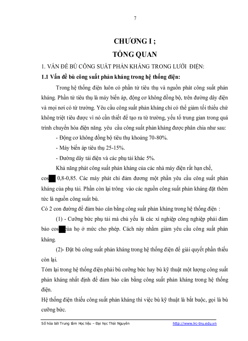 image for page Vấn đề cos bù công suất phản kháng và thị TRƯỜNG điện năng phản kháng