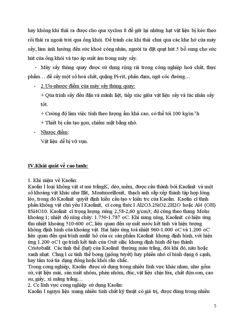image for page Tính toán và thiết kế hệ thống sấy thùng quay để sấy caolanh với năng suất 6 6 tấn h