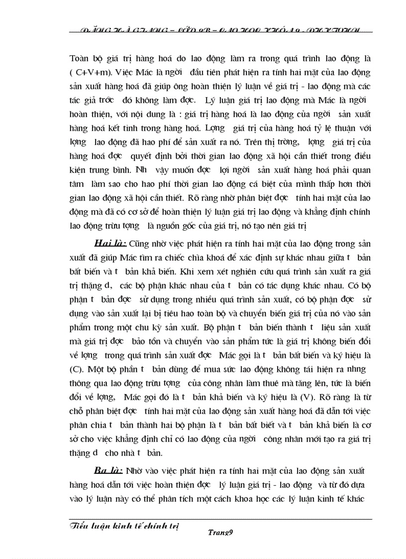 image for page Phân tích quan điểm của mác tôi là người đầu tiên phát hiện ra tính hai mặt của lao động sản xuất hàng hoá và khoa kinh tế chính trị xoay quanh vấn đề này