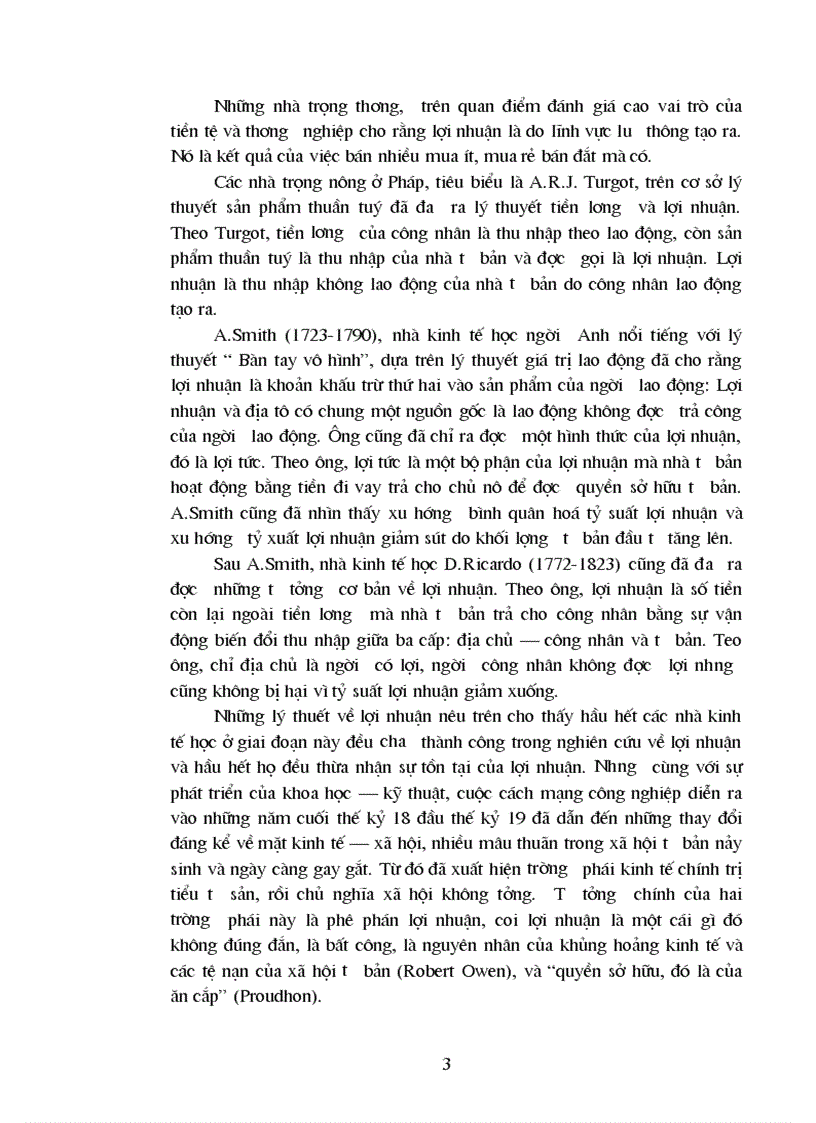 Nghiên cứu về nguồn gốc bản chất và vai trò của lợi nhuận trong nền kinh tế thị trường