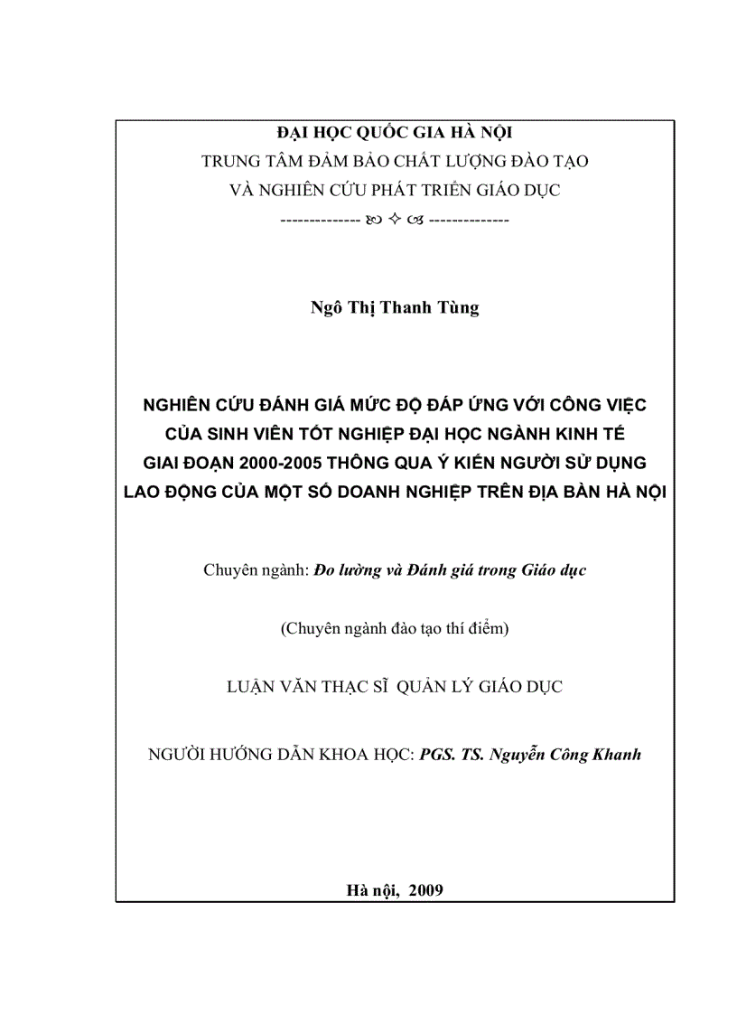 image for page Nghiên cứu đánh giá mức độ đáp ứng với công việc của sinh viên tốt nghiệp đại học ngành kinh tế