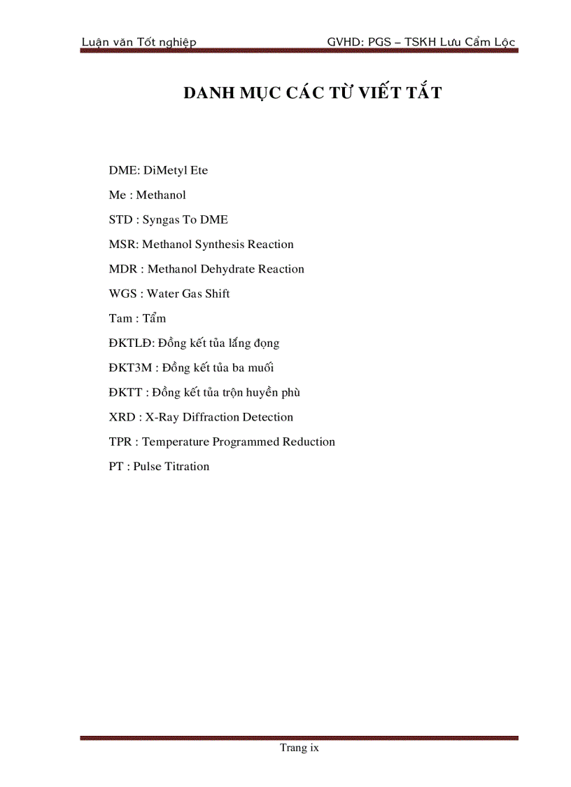 image for page Tổng Hợp DiMethyl Ete Từ Khí Tổng Hợp Trên Xúc Tác chat mang Al2O3