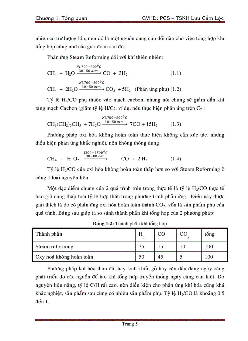 image for page Tổng Hợp DiMethyl Ete Từ Khí Tổng Hợp Trên Xúc Tác chat mang Al2O3