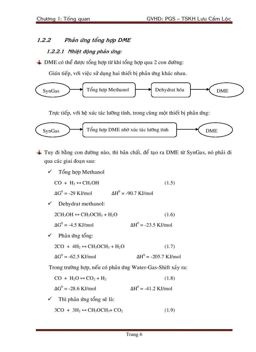 image for page Tổng Hợp DiMethyl Ete Từ Khí Tổng Hợp Trên Xúc Tác chat mang Al2O3