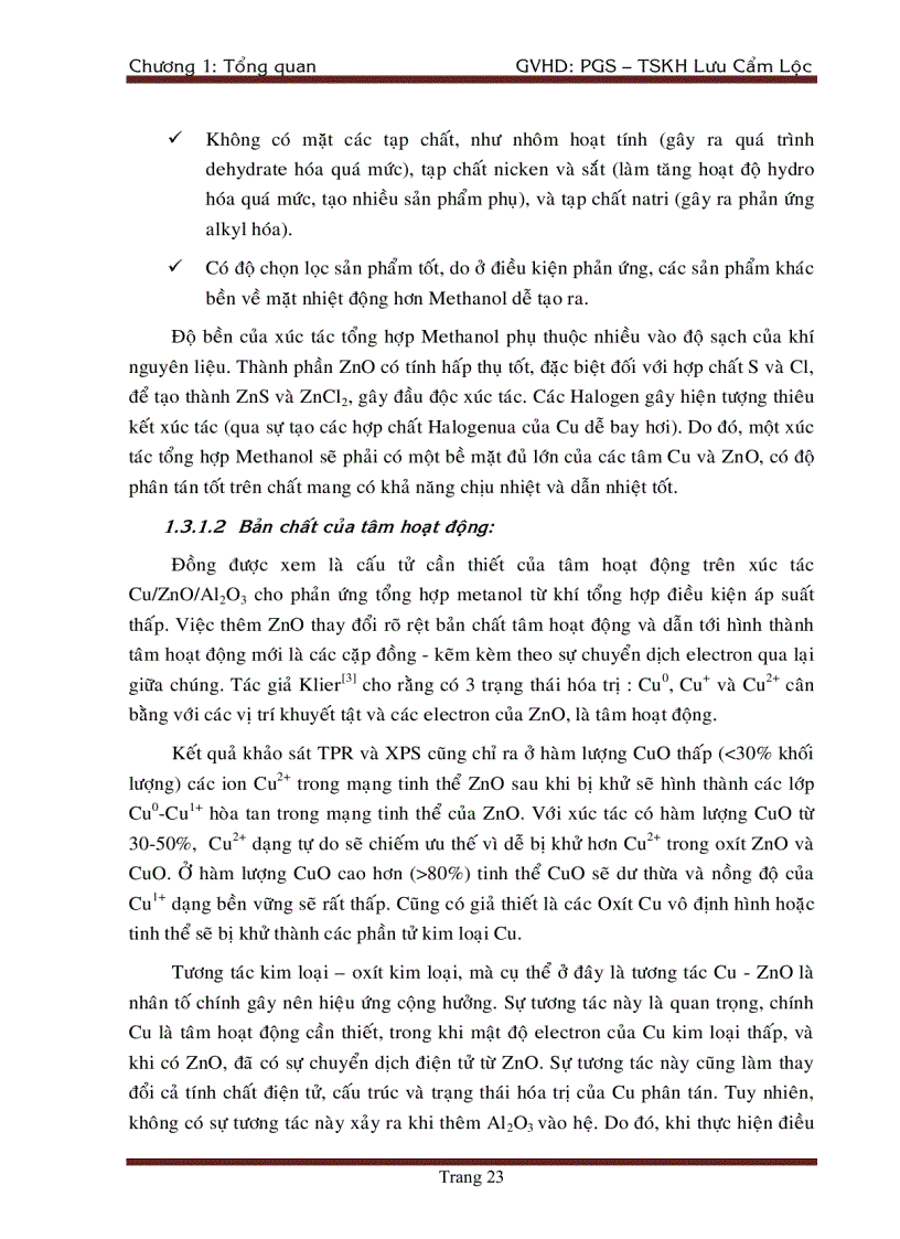 image for page Tổng Hợp DiMethyl Ete Từ Khí Tổng Hợp Trên Xúc Tác chat mang Al2O3