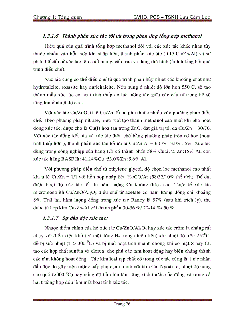 image for page Tổng Hợp DiMethyl Ete Từ Khí Tổng Hợp Trên Xúc Tác chat mang Al2O3