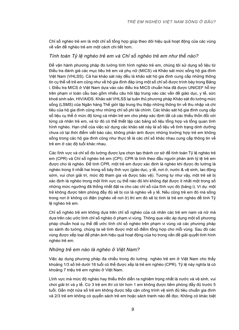 image for page Trẻ em nghèo Việt Nam sống ở đâu Xây dựng và áp dụng cách tiếp cận đa chiều về nghèo trẻ em