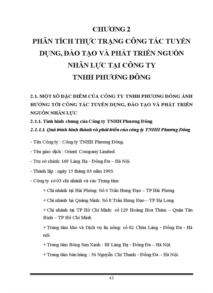 image for page Thực trạng và một số giải pháp nhằm hoàn thiện công tác Tuyển dụng Đào tạo và phát triển nguồn nhân lực tại Công ty TNHH Phương Đông