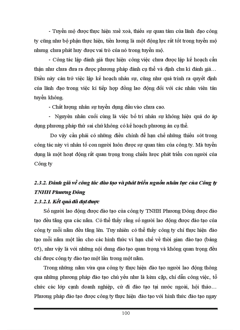 image for page Thực trạng và một số giải pháp nhằm hoàn thiện công tác Tuyển dụng Đào tạo và phát triển nguồn nhân lực tại Công ty TNHH Phương Đông