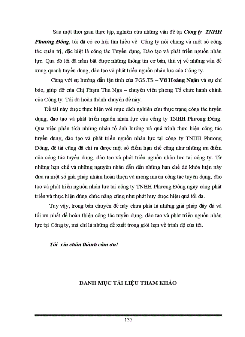 image for page Thực trạng và một số giải pháp nhằm hoàn thiện công tác Tuyển dụng Đào tạo và phát triển nguồn nhân lực tại Công ty TNHH Phương Đông