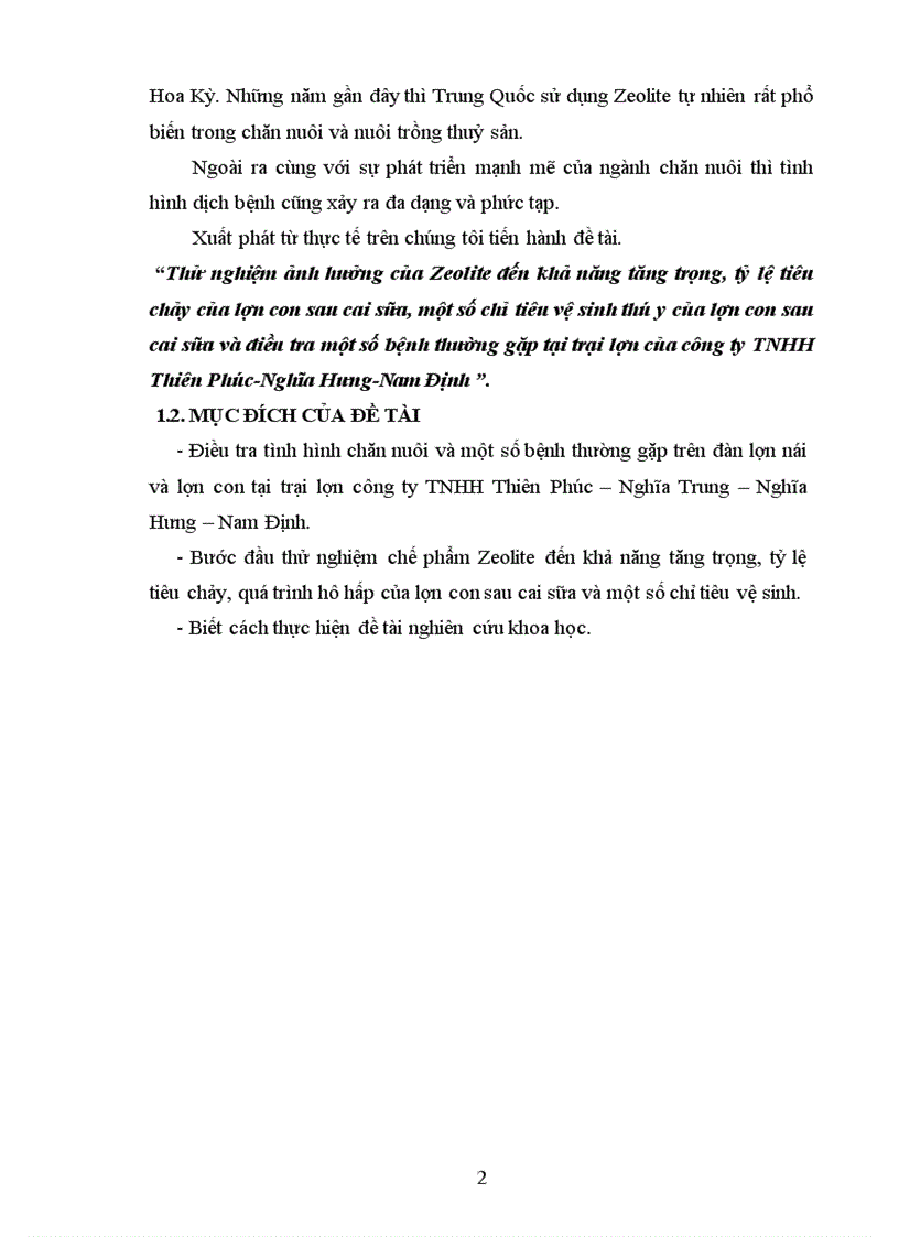 image for page Tiểu luận Thử nghiệm ảnh hưởng của Zeolite đến khả năng tăng trọng tỷ lệ tiêu chảy của lợn con sau cai sữa