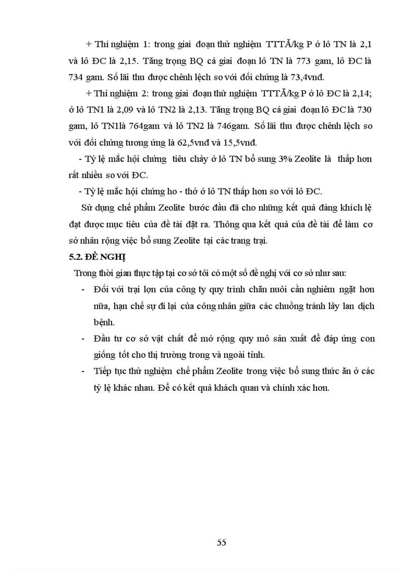image for page Tiểu luận Thử nghiệm ảnh hưởng của Zeolite đến khả năng tăng trọng tỷ lệ tiêu chảy của lợn con sau cai sữa