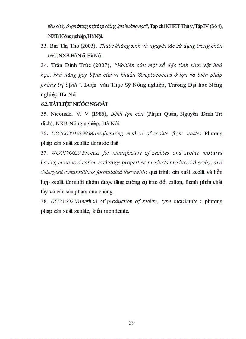image for page Tiểu luận Thử nghiệm ảnh hưởng của Zeolite đến khả năng tăng trọng tỷ lệ tiêu chảy của lợn con sau cai sữa