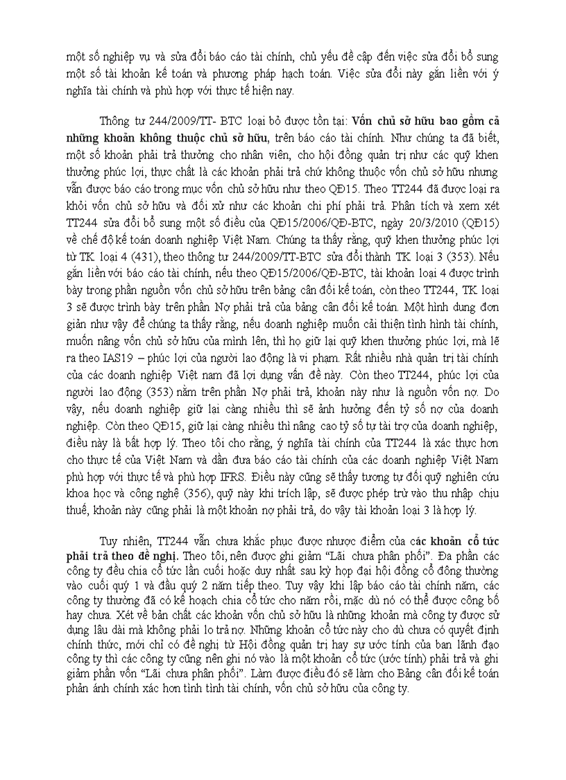 Thay đổi của thông tư 244 2009 tt btc và ý nghĩa tài chính trong kế toán