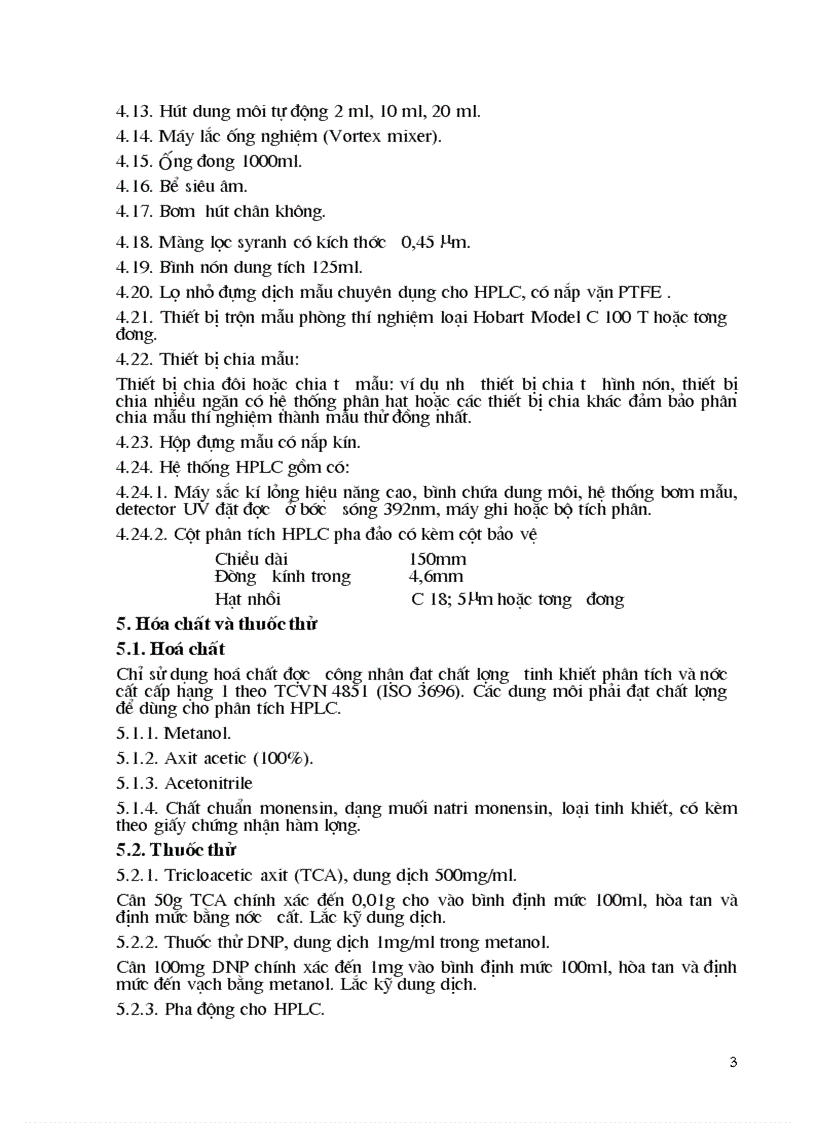 image for page Thức ăn chăn nuôi Xác định hàm lượng monensin bằng phương pháp sắc ký lỏng hiệu năng cao