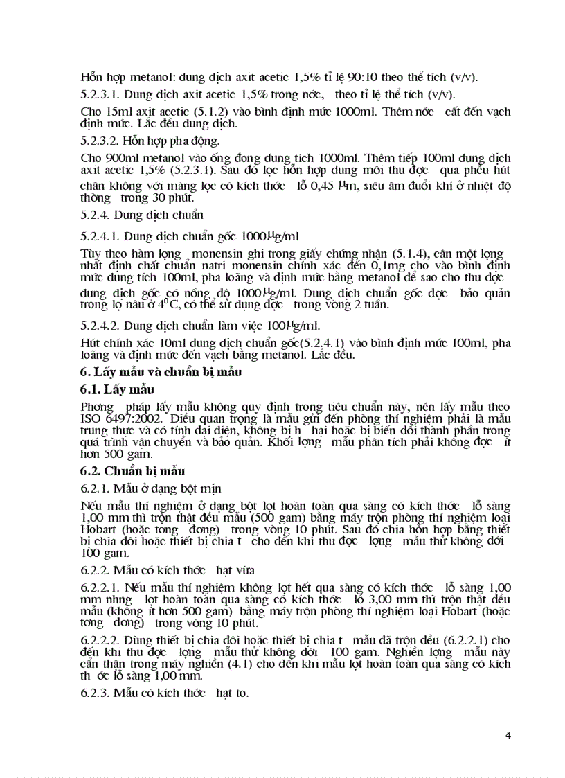 image for page Thức ăn chăn nuôi Xác định hàm lượng monensin bằng phương pháp sắc ký lỏng hiệu năng cao