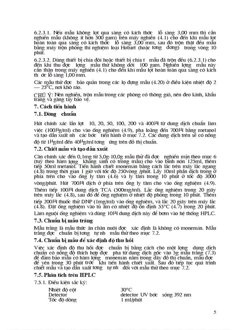 image for page Thức ăn chăn nuôi Xác định hàm lượng monensin bằng phương pháp sắc ký lỏng hiệu năng cao