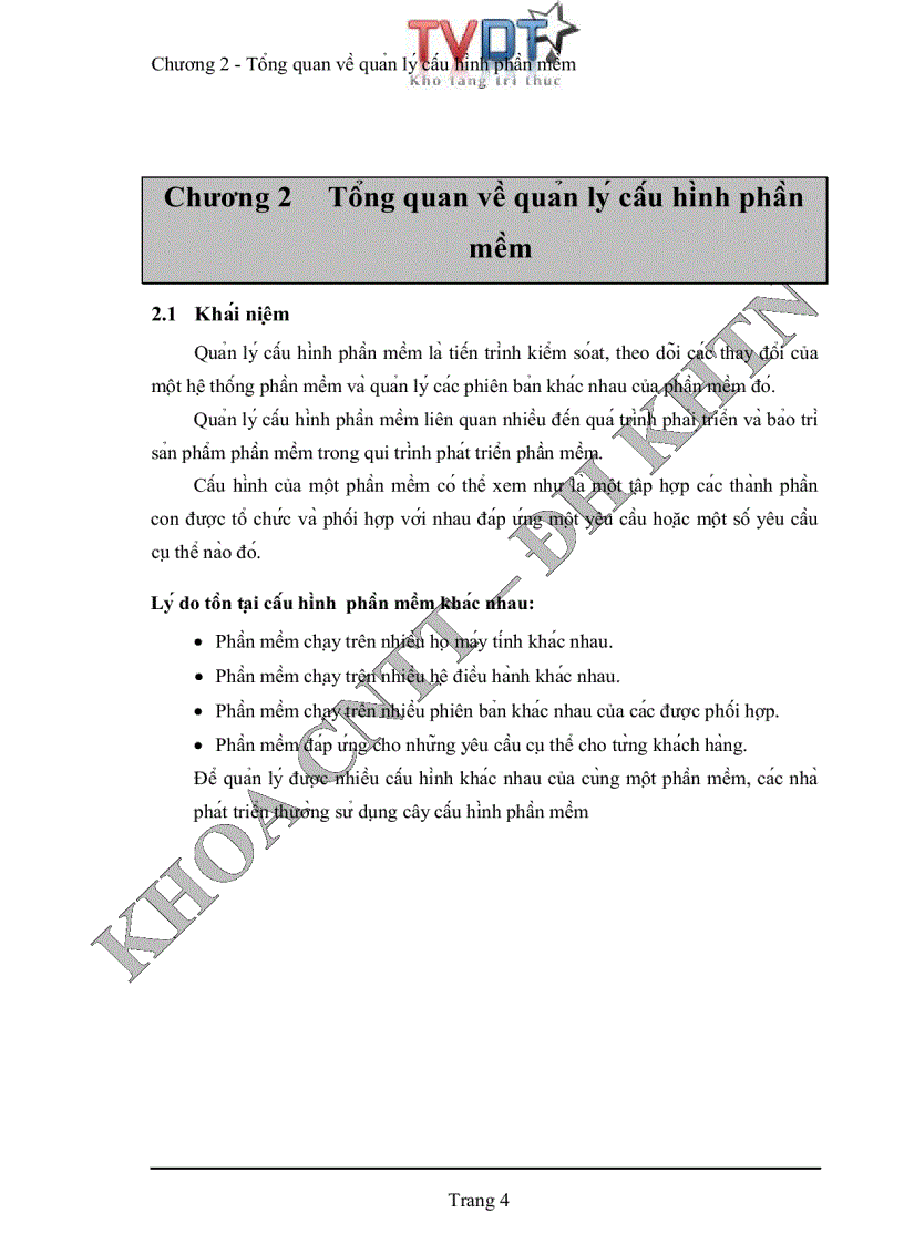 image for page Quản lý cấu hình phần mềm tại phòng phát triển phần mềm Quang Trung trung tâm tin học