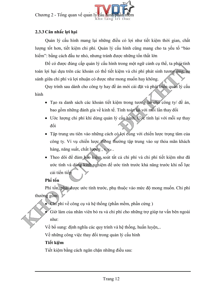 image for page Quản lý cấu hình phần mềm tại phòng phát triển phần mềm Quang Trung trung tâm tin học