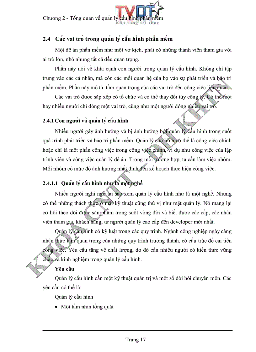 image for page Quản lý cấu hình phần mềm tại phòng phát triển phần mềm Quang Trung trung tâm tin học