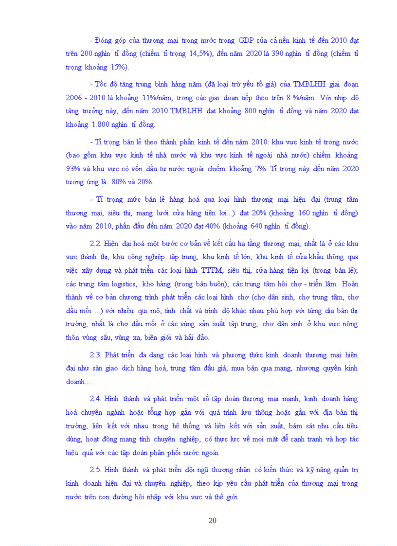 image for page Phát triển thương mại trong nước 2006 2010 định hướng đến 2020