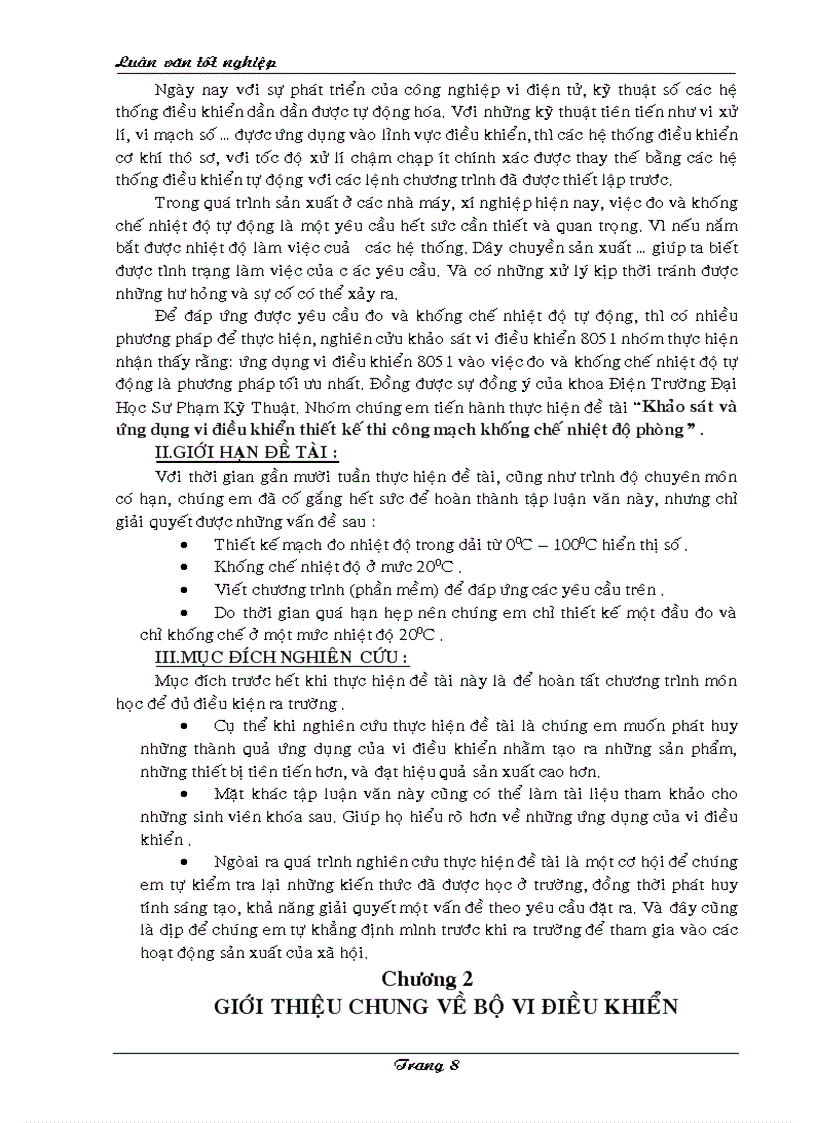 image for page Khảo sát và ứng dụng vi điều khiển thiết kế thi công mạch khống chế nhiệt độ phòng