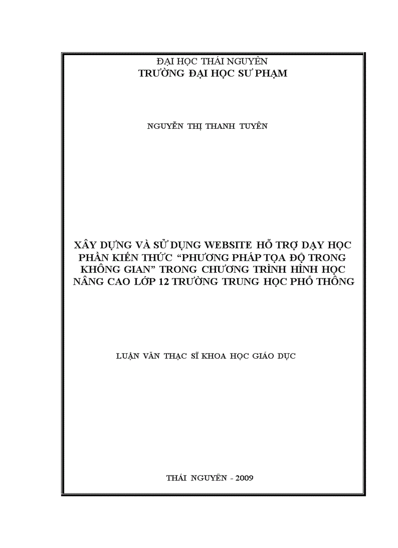 image for page Xây dựng và sử dụng website hỗ trợ dạy học phần kiến thức phương pháp tọa độ trong không gian trong chương trình hình học nâng cao lớp 12 trường trung học phổ thông