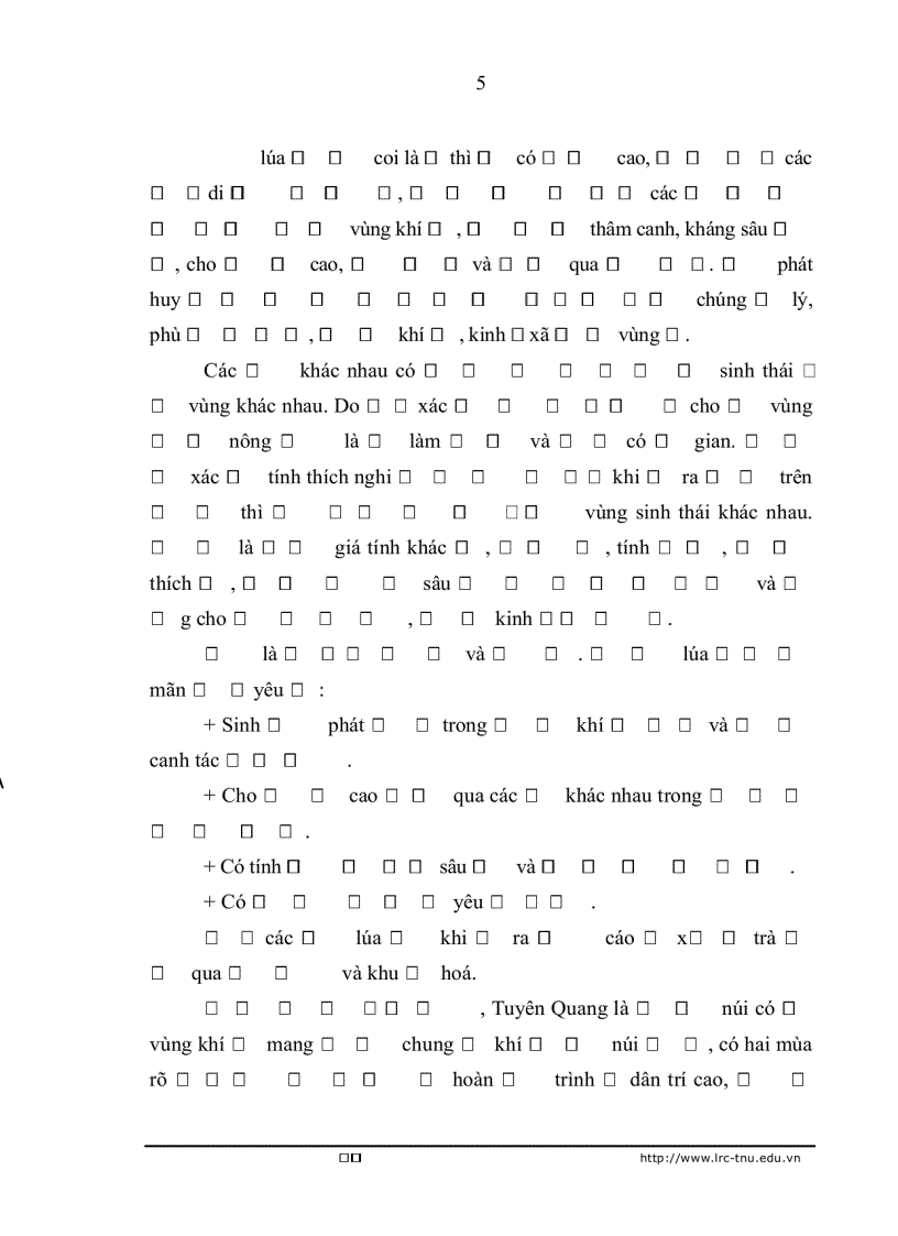 image for page Nghiên cứu đặc điểm sinh trưởng phát triển năng suất của một số giống lúa trong vụ xuân và vụ mùa năm 2006 tại Tuyên Quang