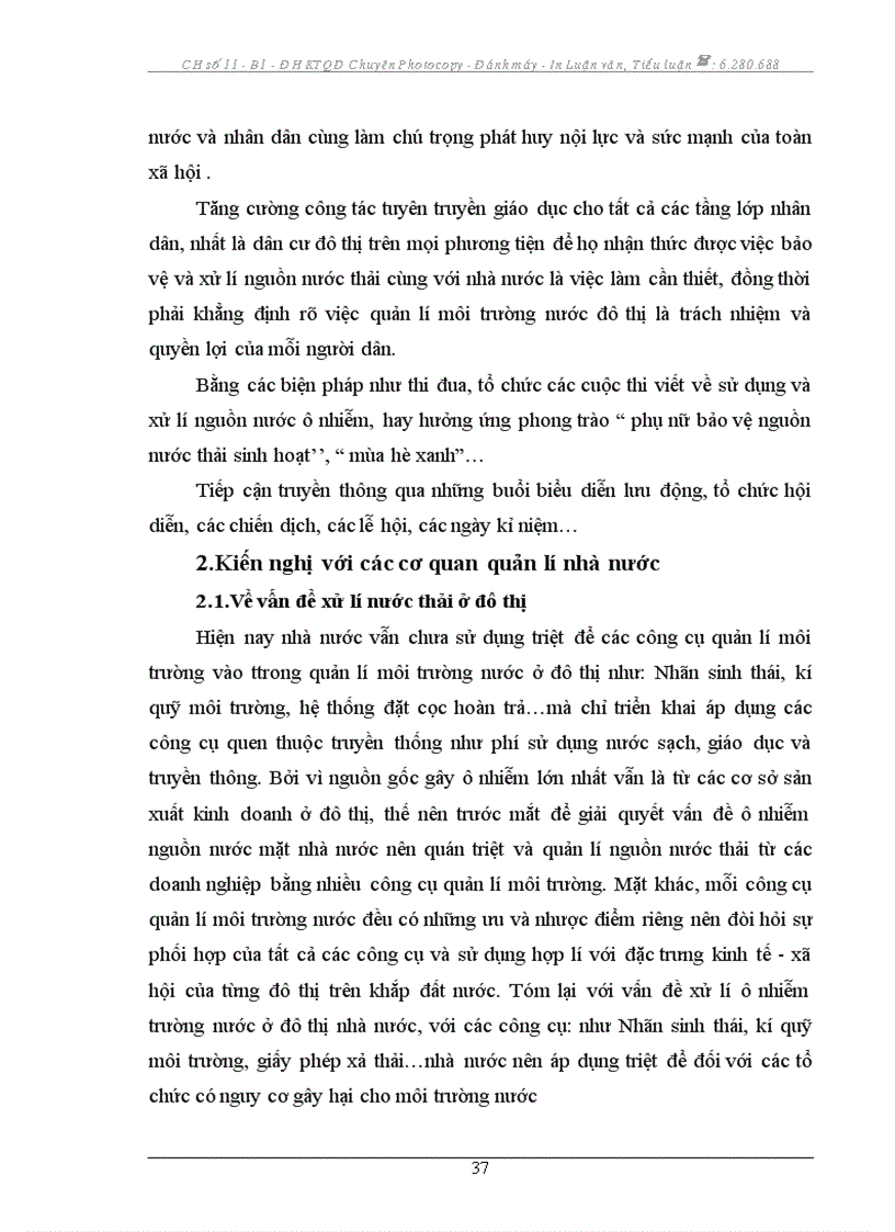 image for page Thực trạng va giải pháp của nhà nước trong việc giải quyết vấn đề môi trường nước ở đô thị hiện nay
